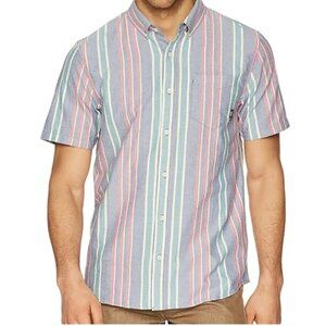 VANS OFF THE WALL Colorblock Vertical‎ Stripes Polo Button Down Shirt Medium
